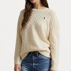 Polo by Ralph Lauren Cashmere Wool Blend Pony Cableknit Crewneck Sweater – sizeL